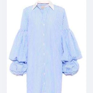 Johanna, Ortiz, blue and white striped shirt dress. Size 6 belt not included.